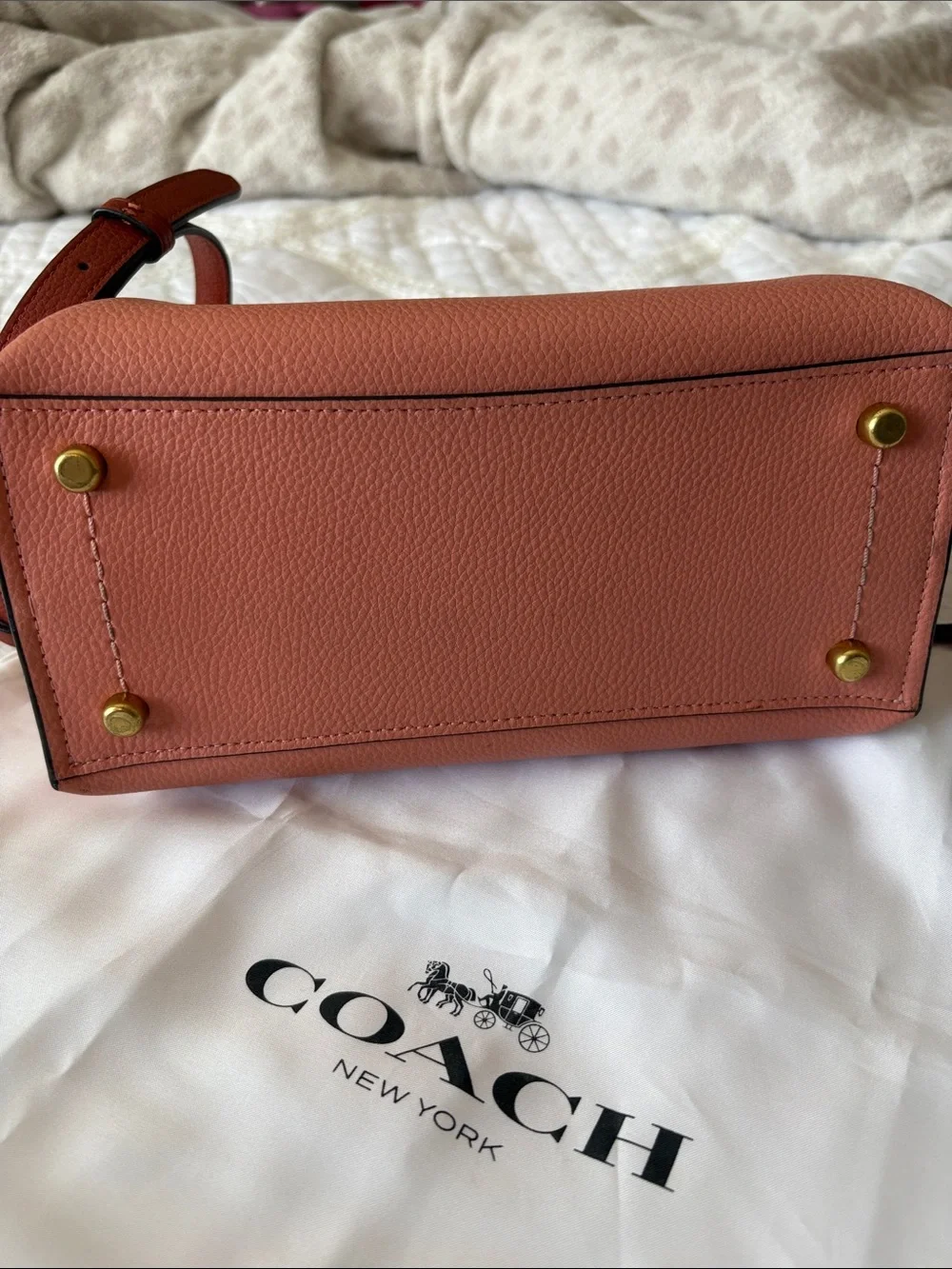 COACH Willow Colorblock Leather Tote 24 Shoulder Bag Crossbody Light Coral